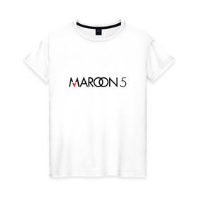 Женская футболка хлопок с принтом Maroon 5 в Белгороде, 100% хлопок | прямой крой, круглый вырез горловины, длина до линии бедер, слегка спущенное плечо | Тематика изображения на принте: 