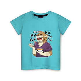 Детская футболка хлопок с принтом Furry ramen в Белгороде, 100% хлопок | круглый вырез горловины, полуприлегающий силуэт, длина до линии бедер | Тематика изображения на принте: furry dog ramen хахаха ha ha ha фурри furry