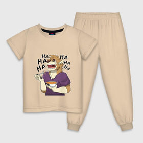 Детская пижама хлопок с принтом Furry ramen в Белгороде, 100% хлопок |  брюки и футболка прямого кроя, без карманов, на брюках мягкая резинка на поясе и по низу штанин
 | furry dog ramen хахаха ha ha ha фурри furry