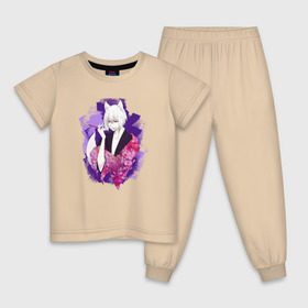 Детская пижама хлопок с принтом Томоэ в Белгороде, 100% хлопок |  брюки и футболка прямого кроя, без карманов, на брюках мягкая резинка на поясе и по низу штанин
 | ками | камисама | лис | томоэ