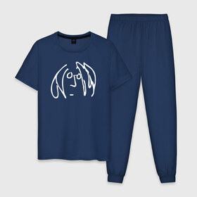 Мужская пижама хлопок с принтом Imagine logo в Белгороде, 100% хлопок | брюки и футболка прямого кроя, без карманов, на брюках мягкая резинка на поясе и по низу штанин
 | imagine logo john lennon the beatles