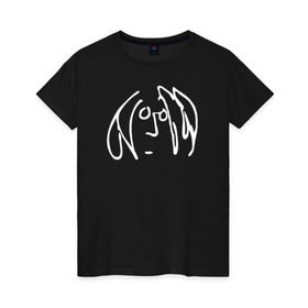 Женская футболка хлопок с принтом Imagine logo в Белгороде, 100% хлопок | прямой крой, круглый вырез горловины, длина до линии бедер, слегка спущенное плечо | imagine logo john lennon the beatles
