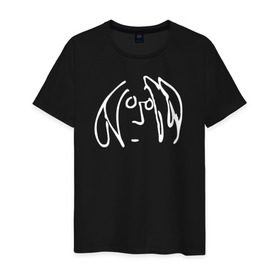 Мужская футболка хлопок с принтом Imagine logo в Белгороде, 100% хлопок | прямой крой, круглый вырез горловины, длина до линии бедер, слегка спущенное плечо. | imagine logo john lennon the beatles