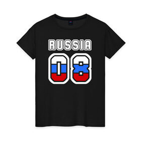 Женская футболка хлопок с принтом Russia - 08 (Респ. Калмыкия) в Белгороде, 100% хлопок | прямой крой, круглый вырез горловины, длина до линии бедер, слегка спущенное плечо | 08 | russia | russia   08 | республика калмыкия