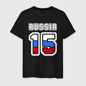 Мужская футболка хлопок с принтом Russia - 15 (Сев. Осетия) в Белгороде, 100% хлопок | прямой крой, круглый вырез горловины, длина до линии бедер, слегка спущенное плечо. | russia   15 | алания | республика северная осетия