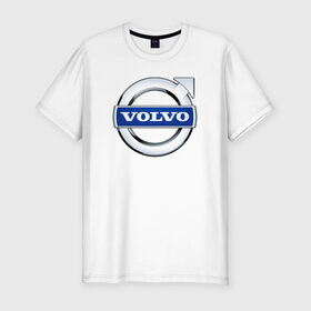 Мужская футболка премиум с принтом Volvo в Белгороде, 92% хлопок, 8% лайкра | приталенный силуэт, круглый вырез ворота, длина до линии бедра, короткий рукав | Тематика изображения на принте: volvo | volvoлоготип | грузовик