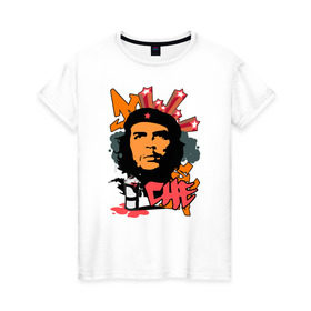 Женская футболка хлопок с принтом Эрнесто Че Гевара (граффити) в Белгороде, 100% хлопок | прямой крой, круглый вырез горловины, длина до линии бедер, слегка спущенное плечо | че гевара