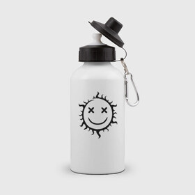 Бутылка спортивная с принтом Символ - позитивное солнце в Белгороде, металл | емкость — 500 мл, в комплекте две пластиковые крышки и карабин для крепления | звезда | позитив | прикольный | смайл | солнце | улыбка