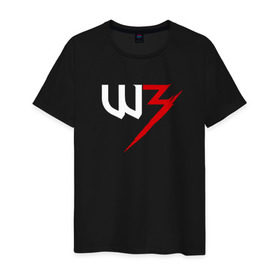 Мужская футболка хлопок с принтом Witcher 3 в Белгороде, 100% хлопок | прямой крой, круглый вырез горловины, длина до линии бедер, слегка спущенное плечо. | witcher 3 ведьмак