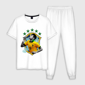 Мужская пижама хлопок с принтом Neymar в Белгороде, 100% хлопок | брюки и футболка прямого кроя, без карманов, на брюках мягкая резинка на поясе и по низу штанин
 | неймар