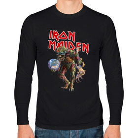 Мужской лонгслив хлопок с принтом Iron Maiden в Белгороде, 100% хлопок |  | iron maiden | земля | инопланетяне | музыка | олдскул | рок