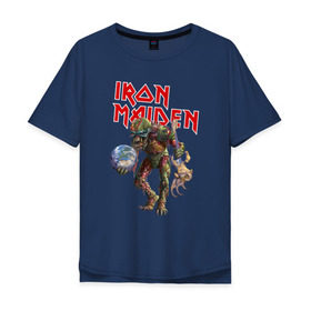Мужская футболка хлопок Oversize с принтом Iron Maiden в Белгороде, 100% хлопок | свободный крой, круглый ворот, “спинка” длиннее передней части | iron maiden | земля | инопланетяне | музыка | олдскул | рок