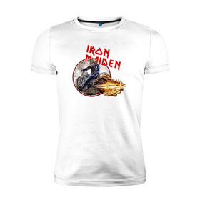 Мужская футболка премиум с принтом Iron Maiden bike в Белгороде, 92% хлопок, 8% лайкра | приталенный силуэт, круглый вырез ворота, длина до линии бедра, короткий рукав | скелет