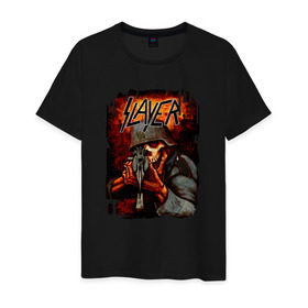 Мужская футболка хлопок с принтом Slayer в Белгороде, 100% хлопок | прямой крой, круглый вырез горловины, длина до линии бедер, слегка спущенное плечо. | 