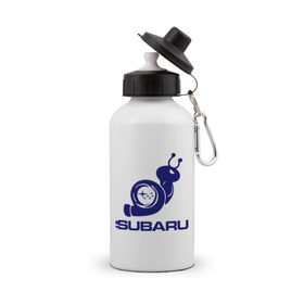 Бутылка спортивная с принтом Subaru в Белгороде, металл | емкость — 500 мл, в комплекте две пластиковые крышки и карабин для крепления | subaru | авто | субарик | субару | турбина | улитка