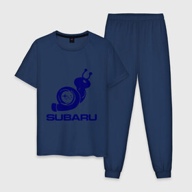 Мужская пижама хлопок с принтом Subaru в Белгороде, 100% хлопок | брюки и футболка прямого кроя, без карманов, на брюках мягкая резинка на поясе и по низу штанин
 | subaru | авто | субарик | субару | турбина | улитка