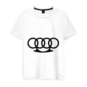 Мужская футболка хлопок с принтом Audi кастет в Белгороде, 100% хлопок | прямой крой, круглый вырез горловины, длина до линии бедер, слегка спущенное плечо. | Тематика изображения на принте: audi | авто | ауди | кастет