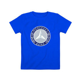 Детская футболка хлопок с принтом Mersedes benz в Белгороде, 100% хлопок | круглый вырез горловины, полуприлегающий силуэт, длина до линии бедер | benz | mersedes | авто | бенз | лого | мерседес