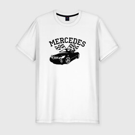 Мужская футболка премиум с принтом Mersedes в Белгороде, 92% хлопок, 8% лайкра | приталенный силуэт, круглый вырез ворота, длина до линии бедра, короткий рукав | 