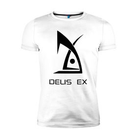 Мужская футболка премиум с принтом Deus Ex в Белгороде, 92% хлопок, 8% лайкра | приталенный силуэт, круглый вырез ворота, длина до линии бедра, короткий рукав | deus ex дэус деус экс