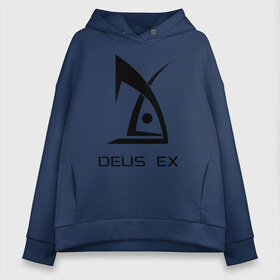 Женское худи Oversize хлопок с принтом Deus Ex в Белгороде, френч-терри — 70% хлопок, 30% полиэстер. Мягкий теплый начес внутри —100% хлопок | боковые карманы, эластичные манжеты и нижняя кромка, капюшон на магнитной кнопке | deus ex дэус деус экс
