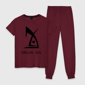 Женская пижама хлопок с принтом Deus Ex в Белгороде, 100% хлопок | брюки и футболка прямого кроя, без карманов, на брюках мягкая резинка на поясе и по низу штанин | deus ex дэус деус экс