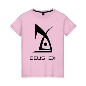 Женская футболка хлопок с принтом Deus Ex в Белгороде, 100% хлопок | прямой крой, круглый вырез горловины, длина до линии бедер, слегка спущенное плечо | deus ex дэус деус экс