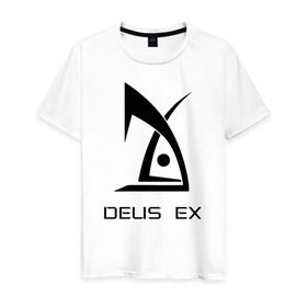 Мужская футболка хлопок с принтом Deus Ex в Белгороде, 100% хлопок | прямой крой, круглый вырез горловины, длина до линии бедер, слегка спущенное плечо. | deus ex дэус деус экс