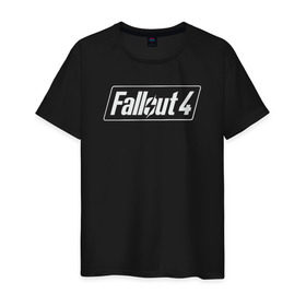 Мужская футболка хлопок с принтом Fallout 4 в Белгороде, 100% хлопок | прямой крой, круглый вырез горловины, длина до линии бедер, слегка спущенное плечо. | fallout 4 фаллаут