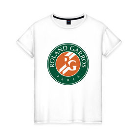 Женская футболка хлопок с принтом Roland Garros в Белгороде, 100% хлопок | прямой крой, круглый вырез горловины, длина до линии бедер, слегка спущенное плечо | paristennis | roland garros