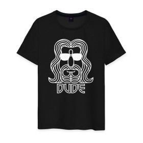 Мужская футболка хлопок с принтом DUDE в Белгороде, 100% хлопок | прямой крой, круглый вырез горловины, длина до линии бедер, слегка спущенное плечо. | dude большой лебовски big lebowski