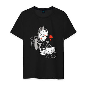 Мужская футболка хлопок с принтом Jason Crocs в Белгороде, 100% хлопок | прямой крой, круглый вырез горловины, длина до линии бедер, слегка спущенное плечо. | джейсон | любовь | обувь | пятница 13 | ужасы