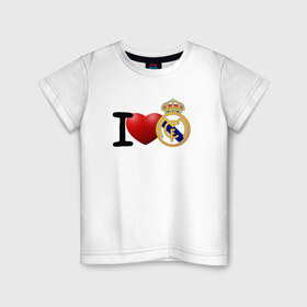 Детская футболка хлопок с принтом Love Real Madrid в Белгороде, 100% хлопок | круглый вырез горловины, полуприлегающий силуэт, длина до линии бедер | Тематика изображения на принте: love | real madrid | реал мадрид | спорт | футбол