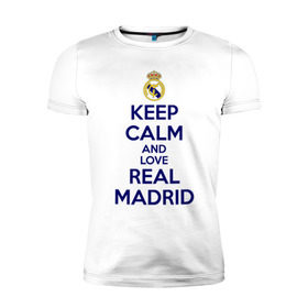 Мужская футболка премиум с принтом Real Madrid в Белгороде, 92% хлопок, 8% лайкра | приталенный силуэт, круглый вырез ворота, длина до линии бедра, короткий рукав | Тематика изображения на принте: love | real madrid | реал мадрид | спорт | футбол
