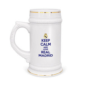 Кружка пивная с принтом Real Madrid в Белгороде,  керамика (Материал выдерживает высокую температуру, стоит избегать резкого перепада температур) |  объем 630 мл | love | real madrid | реал мадрид | спорт | футбол