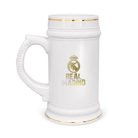 Кружка пивная с принтом Real Madrid в Белгороде,  керамика (Материал выдерживает высокую температуру, стоит избегать резкого перепада температур) |  объем 630 мл | real madrid | реал мадрид | спорт | футбол