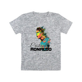 Детская футболка хлопок с принтом Cristiano Ronaldo в Белгороде, 100% хлопок | круглый вырез горловины, полуприлегающий силуэт, длина до линии бедер | 