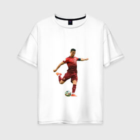 Женская футболка хлопок Oversize с принтом Ronaldo в Белгороде, 100% хлопок | свободный крой, круглый ворот, спущенный рукав, длина до линии бедер
 | роналдо