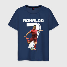 Мужская футболка хлопок с принтом Ronaldo в Белгороде, 100% хлопок | прямой крой, круглый вырез горловины, длина до линии бедер, слегка спущенное плечо. | Тематика изображения на принте: роналдо
