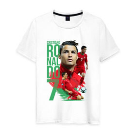 Мужская футболка хлопок с принтом Ronaldo в Белгороде, 100% хлопок | прямой крой, круглый вырез горловины, длина до линии бедер, слегка спущенное плечо. | роналдо