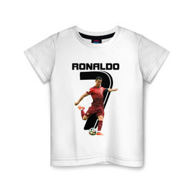 Детская футболка хлопок с принтом Ronaldo в Белгороде, 100% хлопок | круглый вырез горловины, полуприлегающий силуэт, длина до линии бедер | Тематика изображения на принте: роналдо