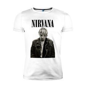 Мужская футболка премиум с принтом nirvana t-shirt в Белгороде, 92% хлопок, 8% лайкра | приталенный силуэт, круглый вырез ворота, длина до линии бедра, короткий рукав | kurt cobain | nirvana | гранж | курт кобейн | нирвана