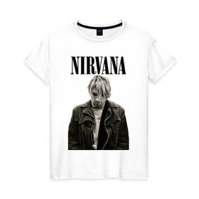 Женская футболка хлопок с принтом nirvana t-shirt в Белгороде, 100% хлопок | прямой крой, круглый вырез горловины, длина до линии бедер, слегка спущенное плечо | kurt cobain | nirvana | гранж | курт кобейн | нирвана