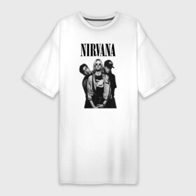 Платье-футболка хлопок с принтом Nirvana Group в Белгороде,  |  | kurt cobain | nirvana | курт кобейн | нирвана | нранж