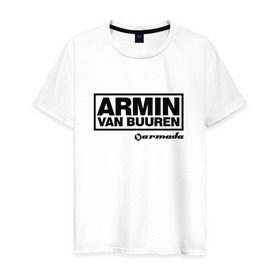 Мужская футболка хлопок с принтом Armin van Buuren в Белгороде, 100% хлопок | прямой крой, круглый вырез горловины, длина до линии бедер, слегка спущенное плечо. | armada | armin van buuren | trance | армин