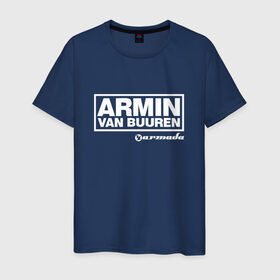 Мужская футболка хлопок с принтом Armin van Buuren в Белгороде, 100% хлопок | прямой крой, круглый вырез горловины, длина до линии бедер, слегка спущенное плечо. | armada | armin van buuren | trance | армин