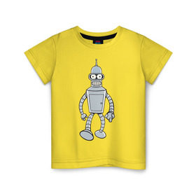 Детская футболка хлопок с принтом BENDER (color) в Белгороде, 100% хлопок | круглый вырез горловины, полуприлегающий силуэт, длина до линии бедер | Тематика изображения на принте: futurama | бендер | футурама