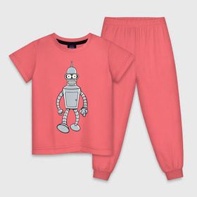 Детская пижама хлопок с принтом BENDER (color) в Белгороде, 100% хлопок |  брюки и футболка прямого кроя, без карманов, на брюках мягкая резинка на поясе и по низу штанин
 | futurama | бендер | футурама
