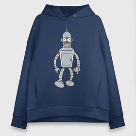 Женское худи Oversize хлопок с принтом BENDER (color) в Белгороде, френч-терри — 70% хлопок, 30% полиэстер. Мягкий теплый начес внутри —100% хлопок | боковые карманы, эластичные манжеты и нижняя кромка, капюшон на магнитной кнопке | Тематика изображения на принте: futurama | бендер | футурама