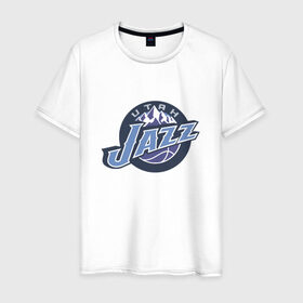 Мужская футболка хлопок с принтом NBA Utah Jazz в Белгороде, 100% хлопок | прямой крой, круглый вырез горловины, длина до линии бедер, слегка спущенное плечо. | jazz | nba | nba utah jazz basketballбаскетбол | utah | нба | спорт